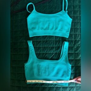 Teal Ribbed sports bra or cropped top Set